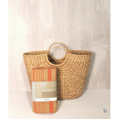 Hamam towel JACQUARD orange-gold | approx. 100/200 cm | 100% organic cotton