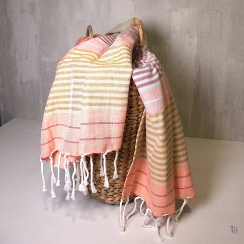 Organic cotton hammam towel | Rose-gold-salmon | approx. 100/200 cm | 100% organic cotton