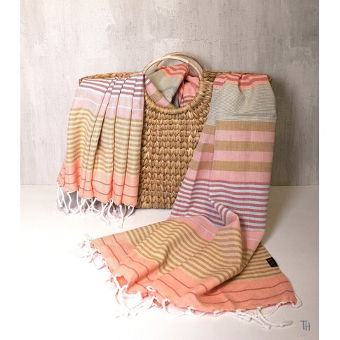 Organic cotton hammam towel | Rose-gold-salmon | approx. 100/200 cm | 100% organic cotton