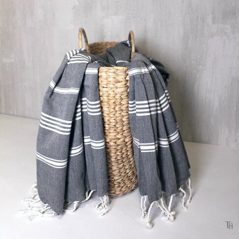 Hamam towel BIO-Fouta | Anthracite | approx. 100/200 cm | 100% organic cotton
