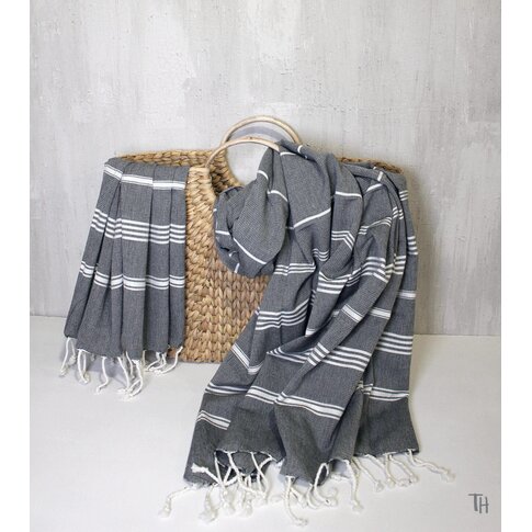 Hamam towel BIO-Fouta | Anthracite | approx. 100/200 cm | 100% organic cotton