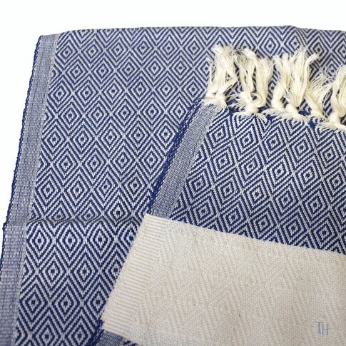 Hamam towel CHARLOTTE | Blue-cream | approx. 100/170 cm | 100% organic cotton