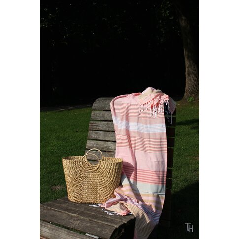 Organic cotton hammam towel | Rose-gold-salmon | approx. 100/200 cm | 100% organic cotton