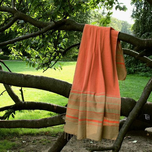 Hamam towel JACQUARD orange-gold | approx. 100/200 cm | 100% organic cotton