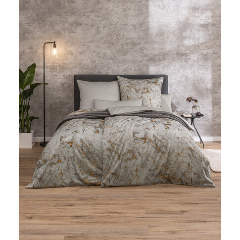 ESTELLA  Mako satin bed linen RAPHAEL silver-gold | 135/200, 80/80 + 40/80 cm