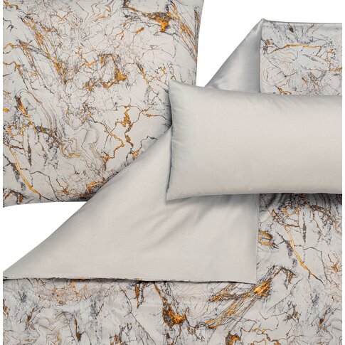 ESTELLA  Mako satin bed linen RAPHAEL silver-gold | 135/200, 80/80 + 40/80 cm
