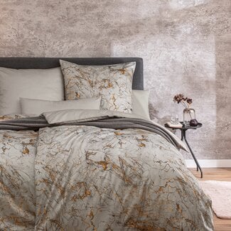 ESTELLA  Mako satin bed linen RAPHAEL silver-gold | 100% cotton | Double-faced