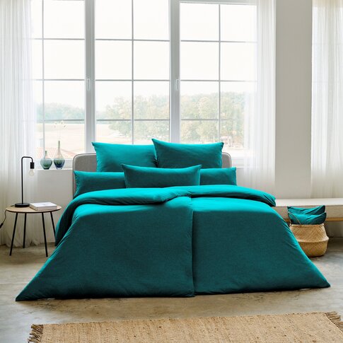 ESTELLA  Bed linen TAKOMA petrol | 135/200, 80/80cm | 100% Mako interlock jersey