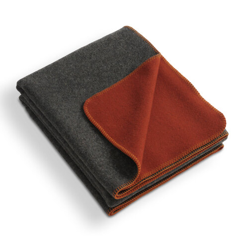 coastland  Wool blanket - FireSideMoon | anthracite-fire red | 150/200 cm