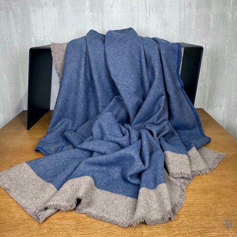 coastland  Wool blanket - FineSoftFish | Frisian blue-watt grey | 145/200 cm