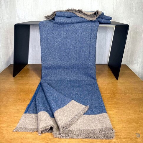 coastland  Wool blanket - FineSoftFish | Frisian blue-watt grey | 145/200 cm