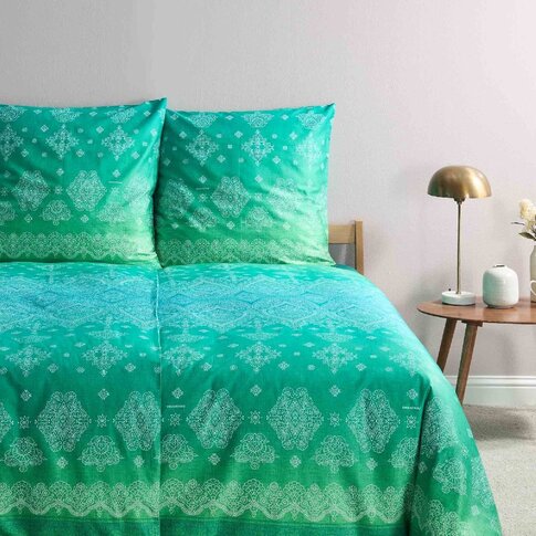 Bassetti   Bettwäsche + Kissenbezüge | KERALA V1 petrol-grass | ...verschiedene Größen!