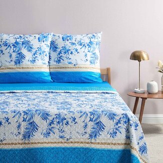 Bassetti  Tagesdecke | IBISCUS TATTOO B1 blau  | 100% Baumwolle