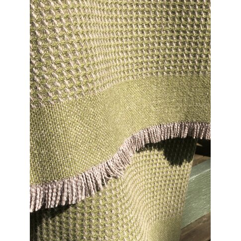 coastland  Wool blanket - BaseGreyGrid | moss green-wattle gray | 145/200 cm