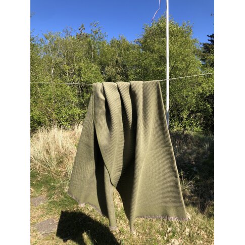 coastland  Wool blanket - BaseGreyGrid | moss green-wattle gray | 145/200 cm