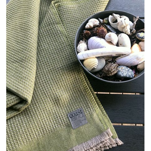 coastland  Wool blanket - BaseGreyGrid | moss green-wattle gray | 145/200 cm