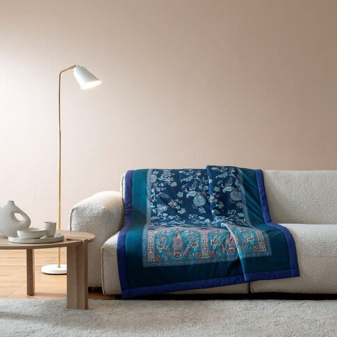 Bassetti  Plaid | INDIAN ROSES B2 blue | Outer material: 100% cotton, Filling: 100% polyester