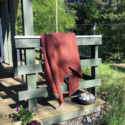 coastland  Wolldecke -  BaseGreyGrid | ziegelrot-wattgrau | 145/200 cm