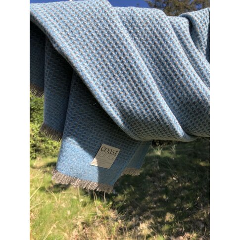 coastland  Wool blanket - BaseGreyGrid | sky blue-watt grey | 145/200 cm