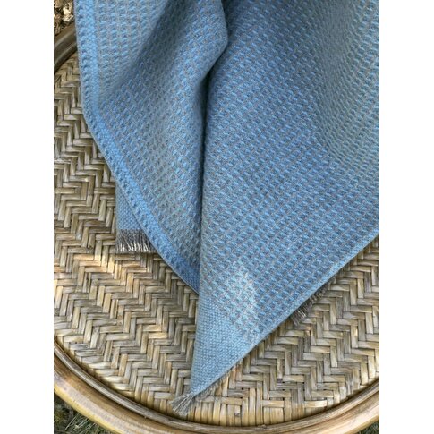 coastland  Wool blanket - BaseGreyGrid | sky blue-watt grey | 145/200 cm