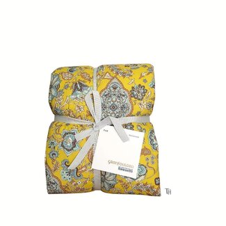 Bassetti  Plaid | TIGULLIO Y1 sun-sage | 135/190 cm, Outer material: 100% cotton, Filling: 100% polyester