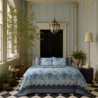 Bassetti  Tagesdecke | PARAGGI B1 blau | 100% Baumwolle