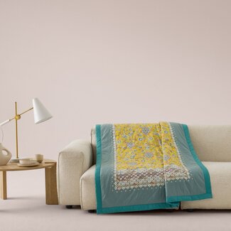 Bassetti  Plaid | TIGULLIO Y1 sonne-salbei | 135/190 cm, Außenmaterial: 100% Baumwolle, Füllung: 100%  Polyester