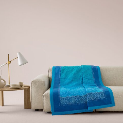 Bassetti  Plaid | DOLCEACQUA B1 blau | 135/190 cm , Außenmaterial: 100% Baumwolle, Füllung: 100%  Polyester