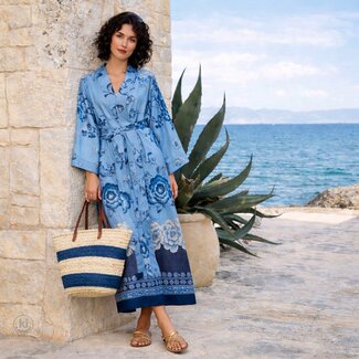 Bassetti Kimono | PARAGGI B1 blau | 100% Baumwolle Bassetti Kimono | PARAGGI B1 blau | 100% Baumwolle