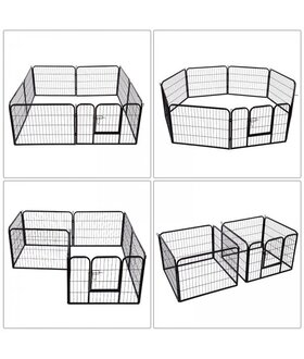 KLD  Puppyren 8 panelen van 77 x 60 cm. zwart