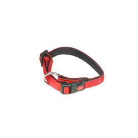 KLD Halsband Nylon met zachte voering en snelsluiting 15 mm x 25-35 cm rood