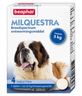 Beaphar Milquestra hond (5 - 75kg) tegen wormen 4 tabletten