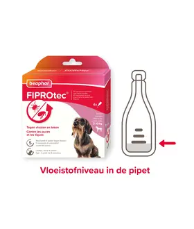 Beaphar FIPROtec hond 2-10kg  4 pipetten tegen vlooien en teken