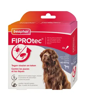 Beaphar FIPROtec hond 40-60kg  4 pipetten tegen vlooien en teken