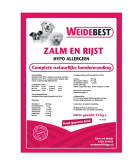 WeideBest Hondenbrok geperst hypoallergeen  Zalm en Rijst 15 kg