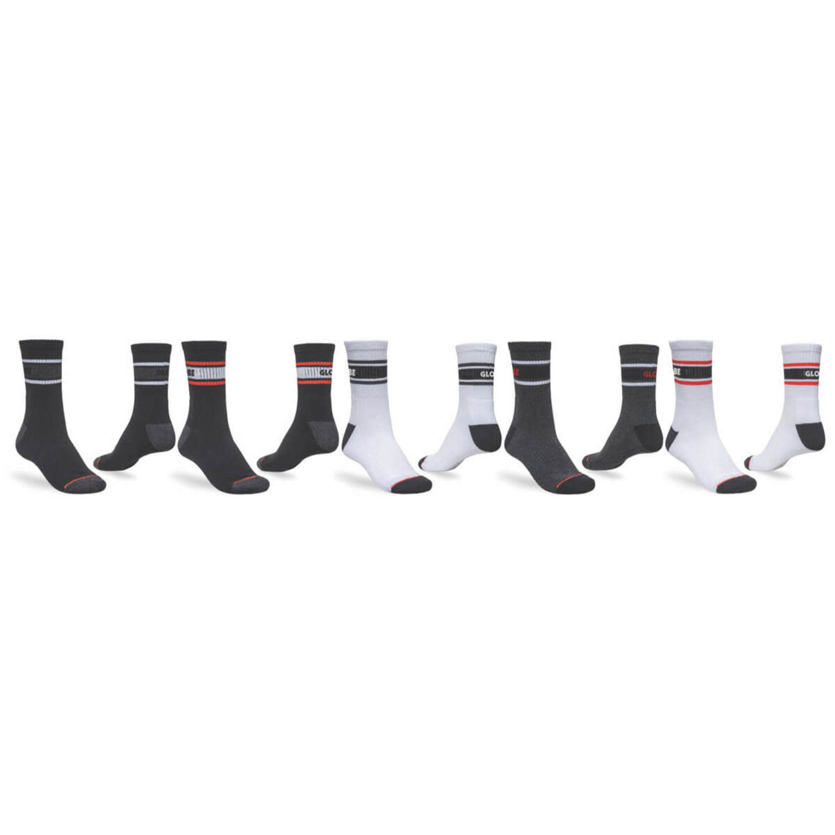 GLOBE GLOBE Triple Stripe Crew Socks 5 Pack - Assorted 38-45