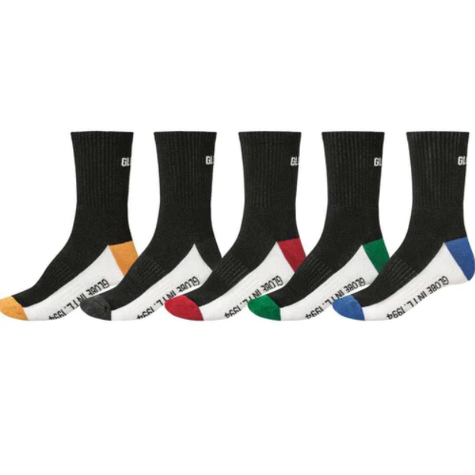 GLOBE GLOBE PRIME CREW SOCK 5 PACK BLK - 39/45