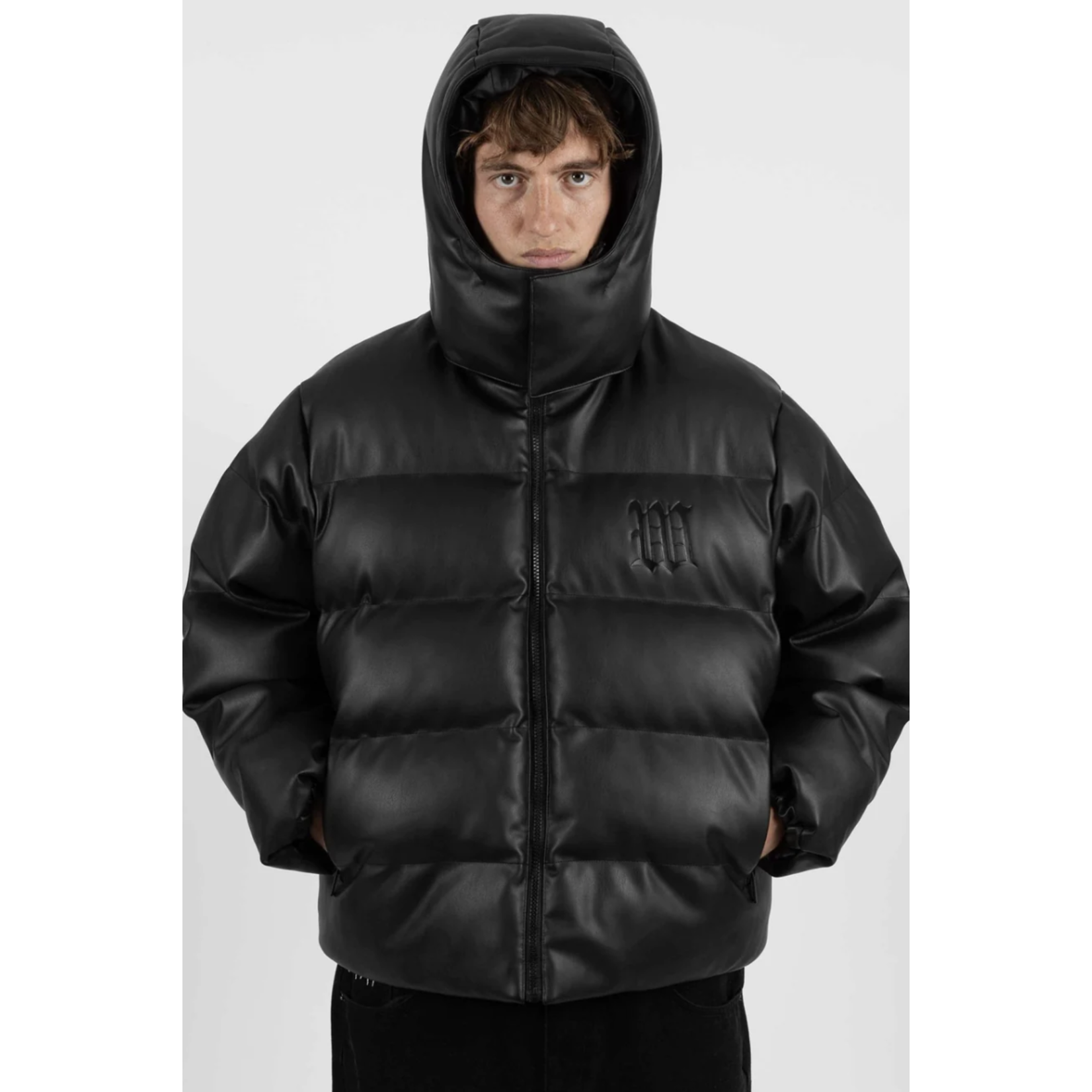 WASTED PARIS WASTED PARIS -  PUFFER HOOD FAUX LEATHER - BLACK