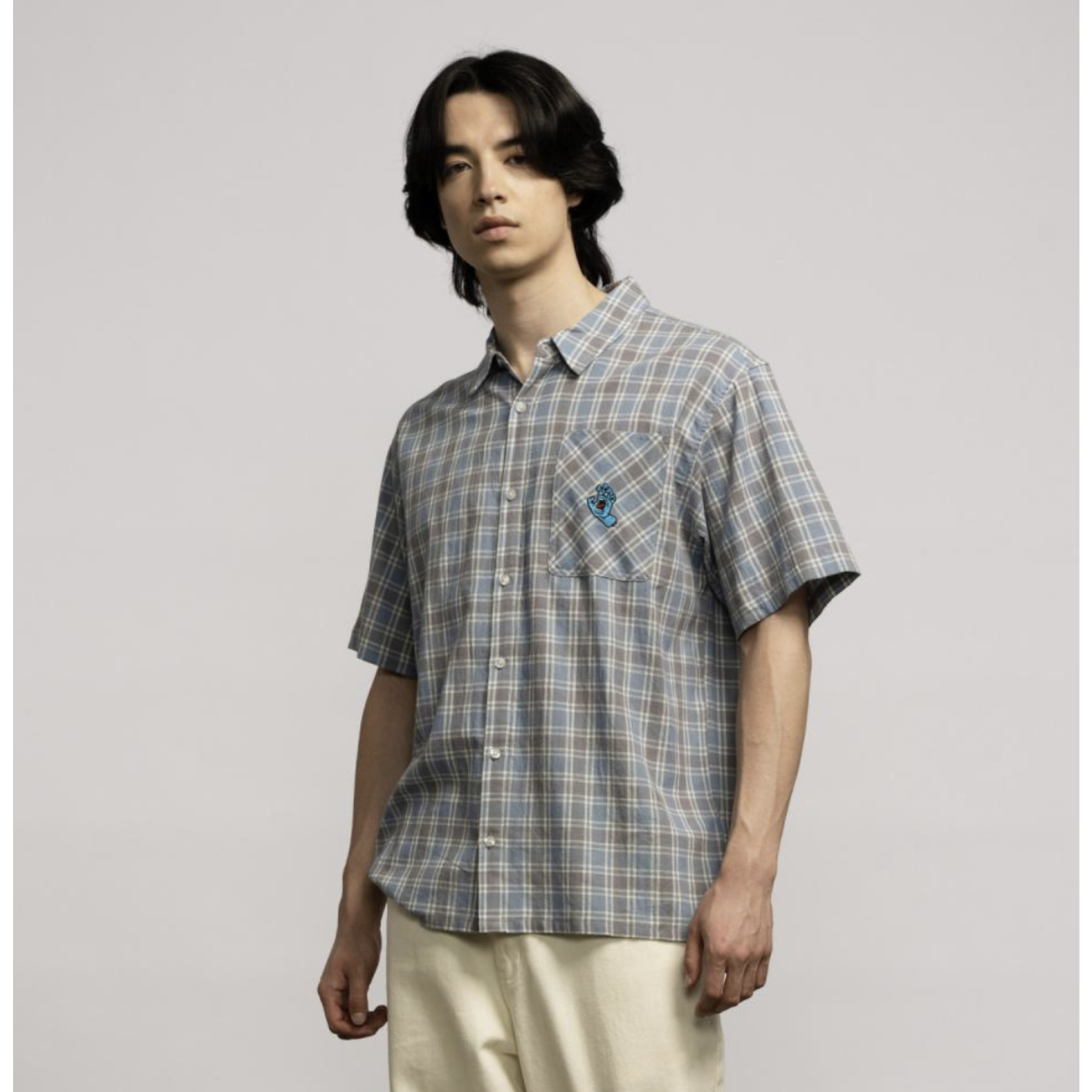 SANTA CRUZ Santa Cruz S/S Shirt Mini Hand Dusty Blue Check