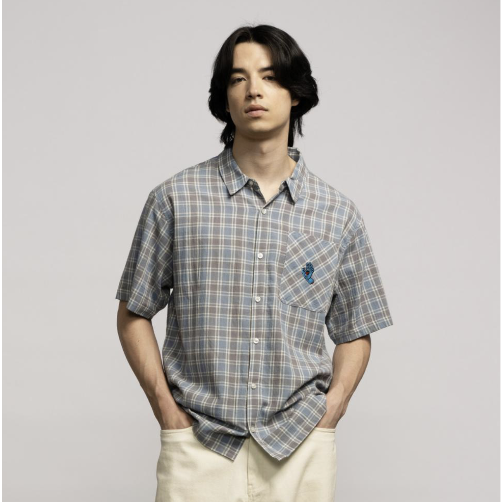 SANTA CRUZ Santa Cruz S/S Shirt Mini Hand Dusty Blue Check