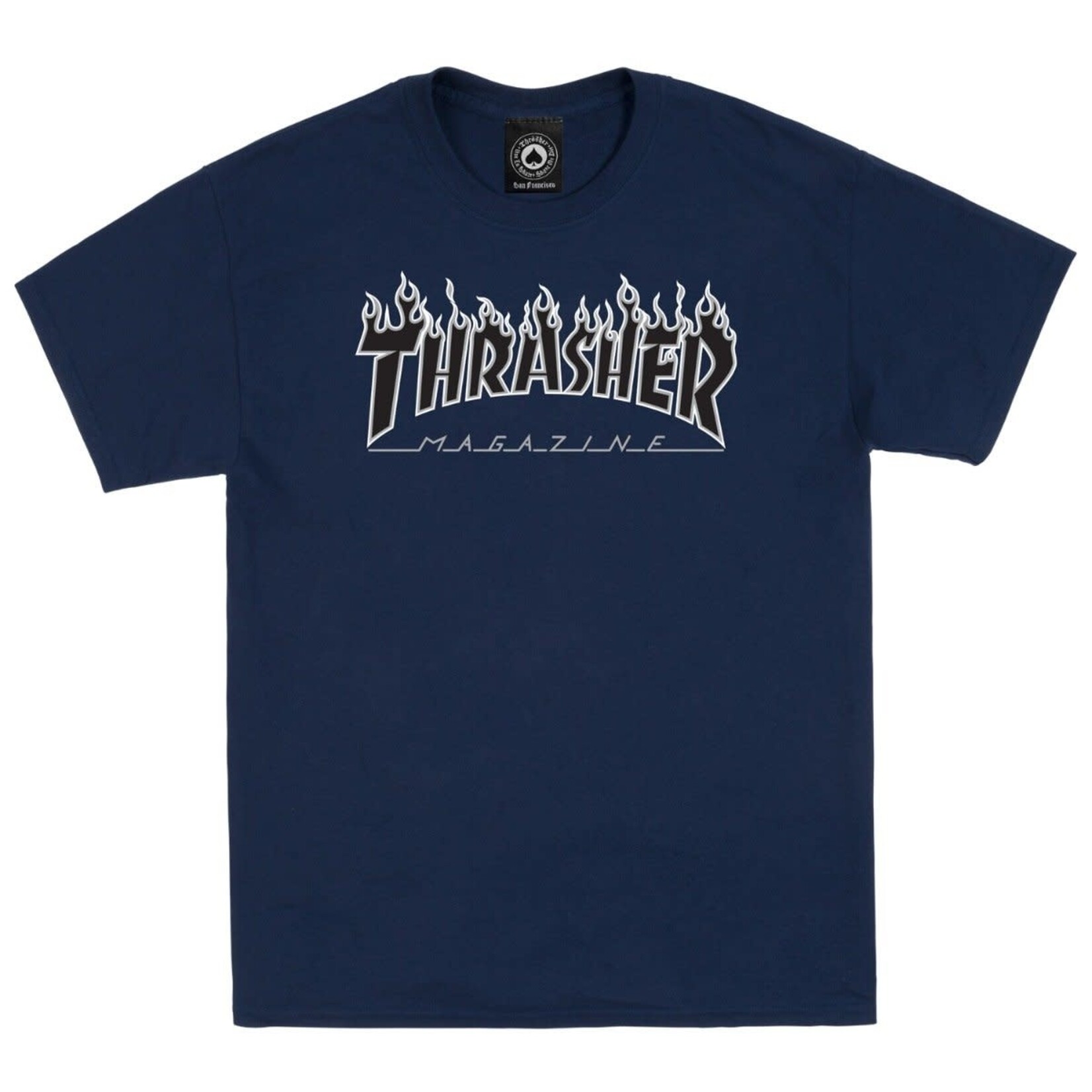 THRASHER THRASHER FLAME LOGO S/S T-SHIRT NAVY/BLACK