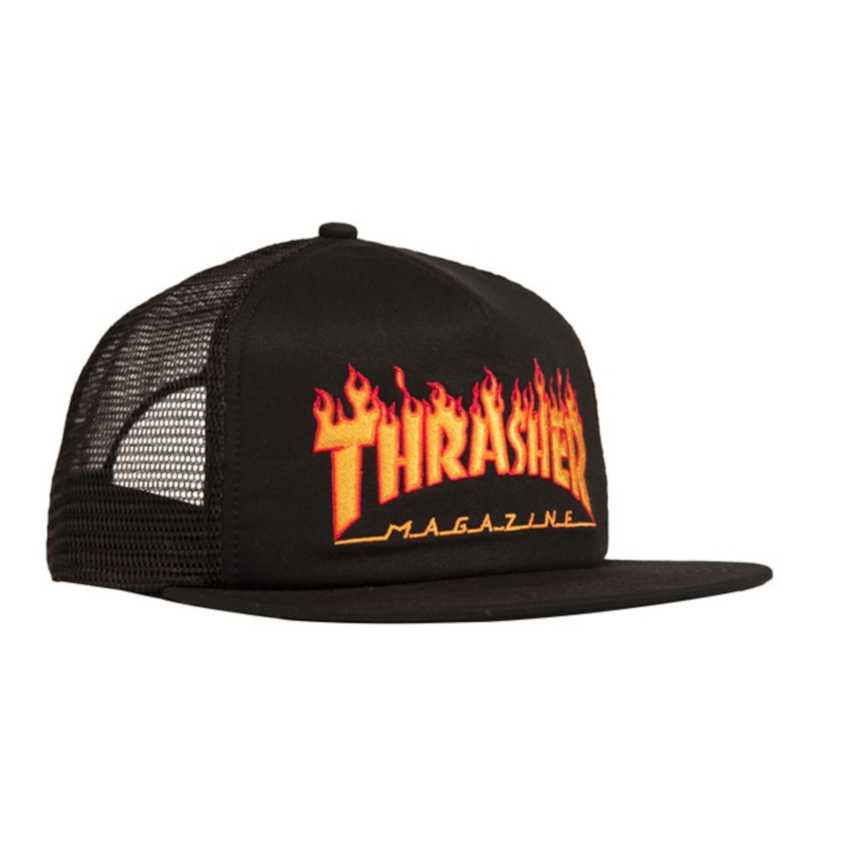 THRASHER THRASHER NEW FLAME EMBROIDERED MESH CAP BLACK OS
