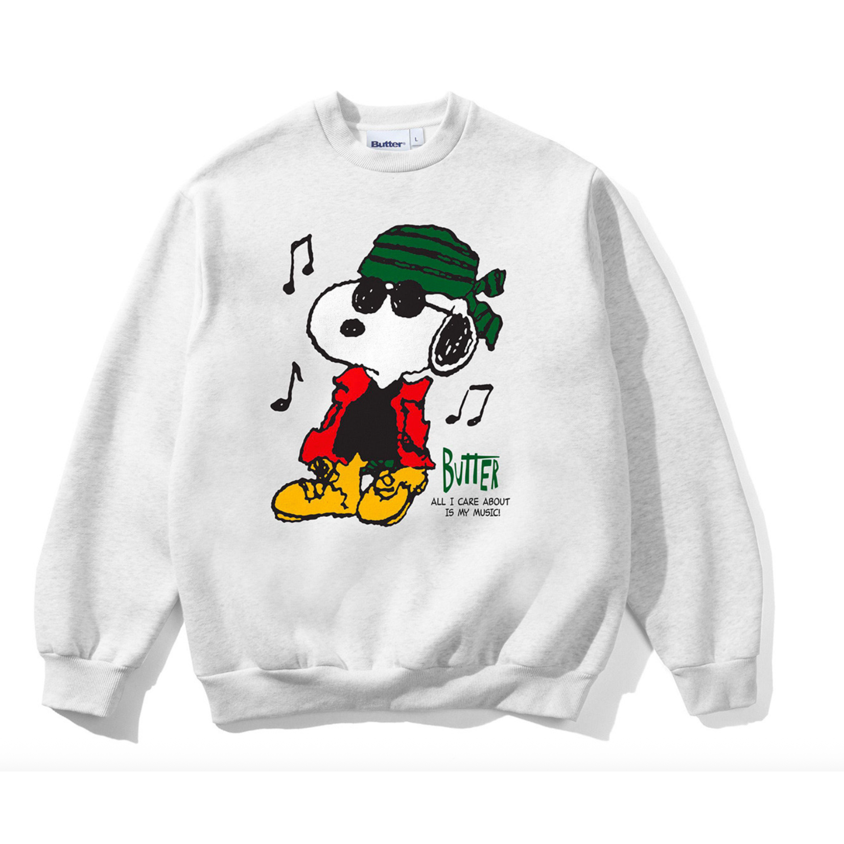 BUTTER GOODS Butter Goods x Peanuts Music Sweater Ash