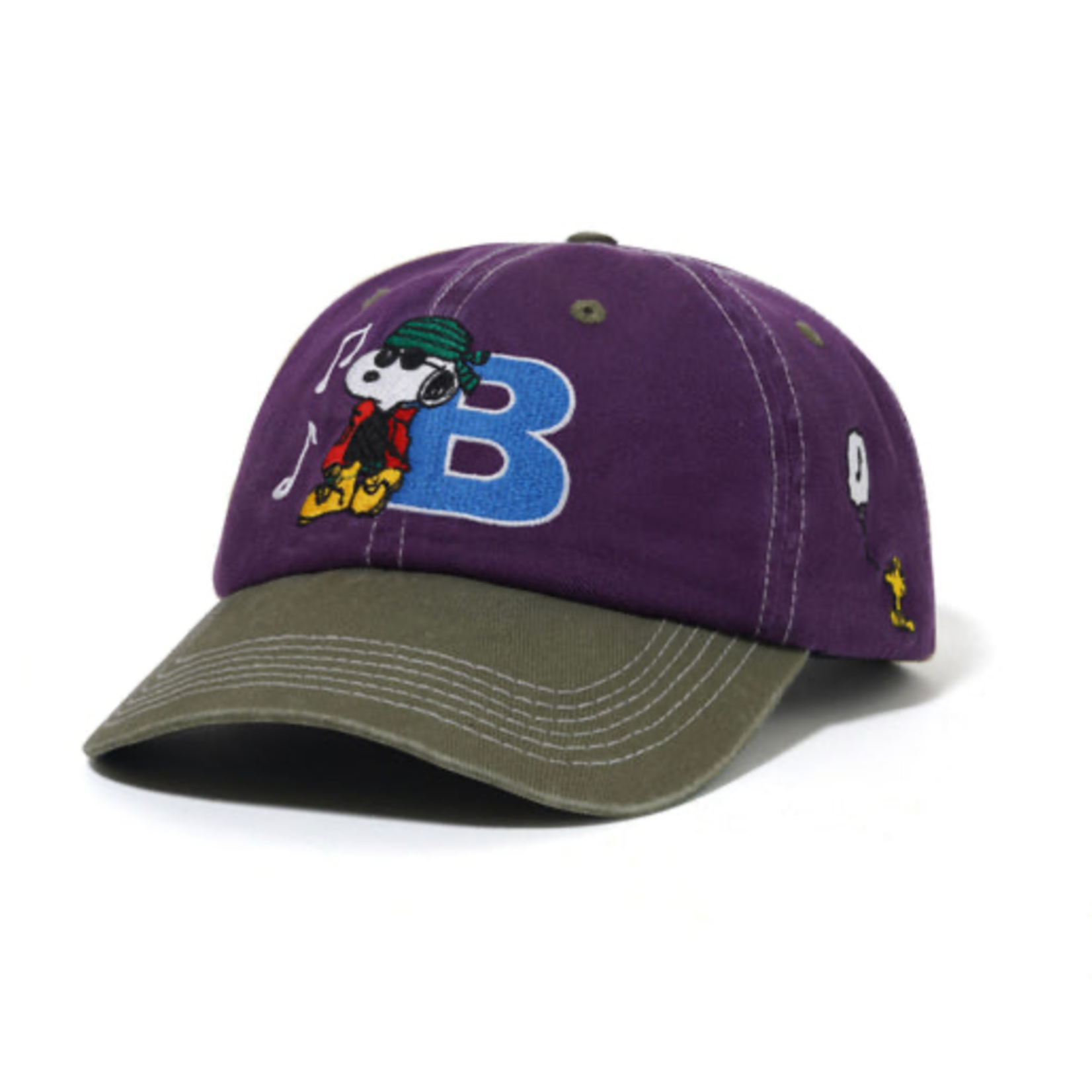 BUTTER GOODS Butter Goods x Peanuts Music Snapback Cap Washed Purple/Fern