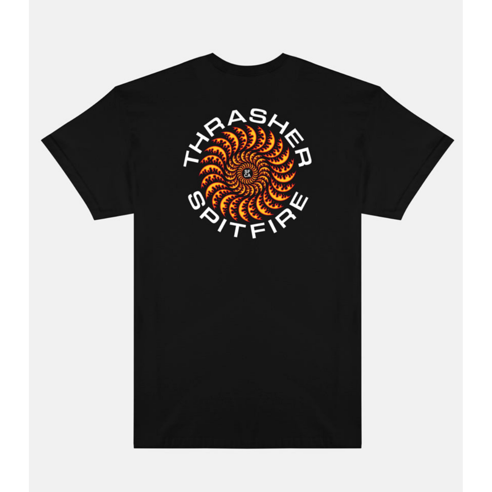THRASHER THRASHER X SPITFIRE CLASSIC SWIRL TEE BLACK