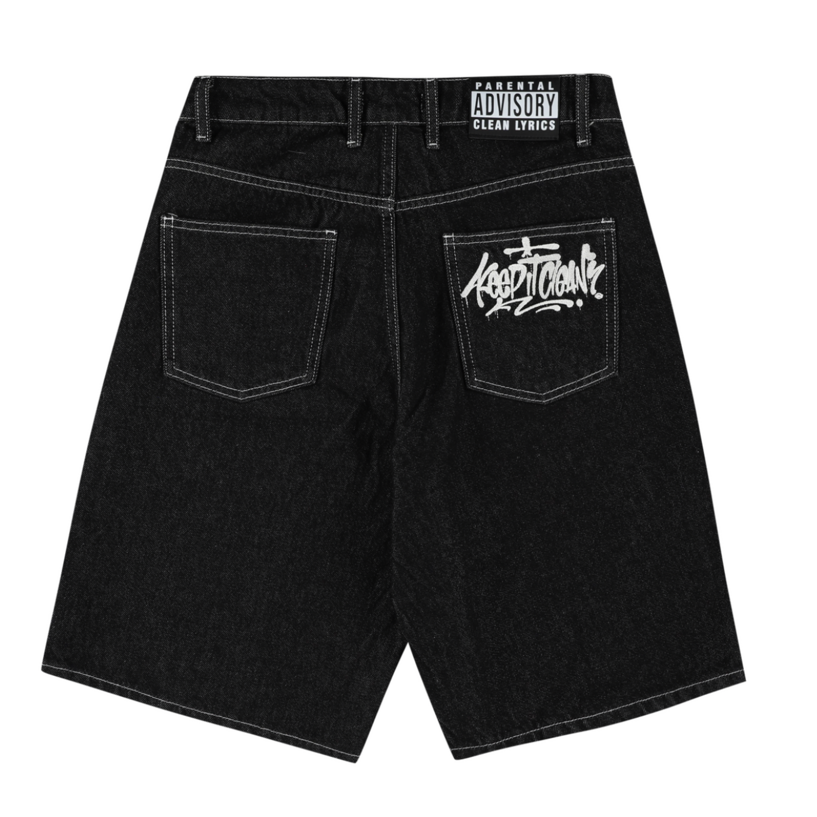 KEEP IT CLEAN KEEP IT CLEAN - LOOSE SHORT - BLACK EMBROIDED
