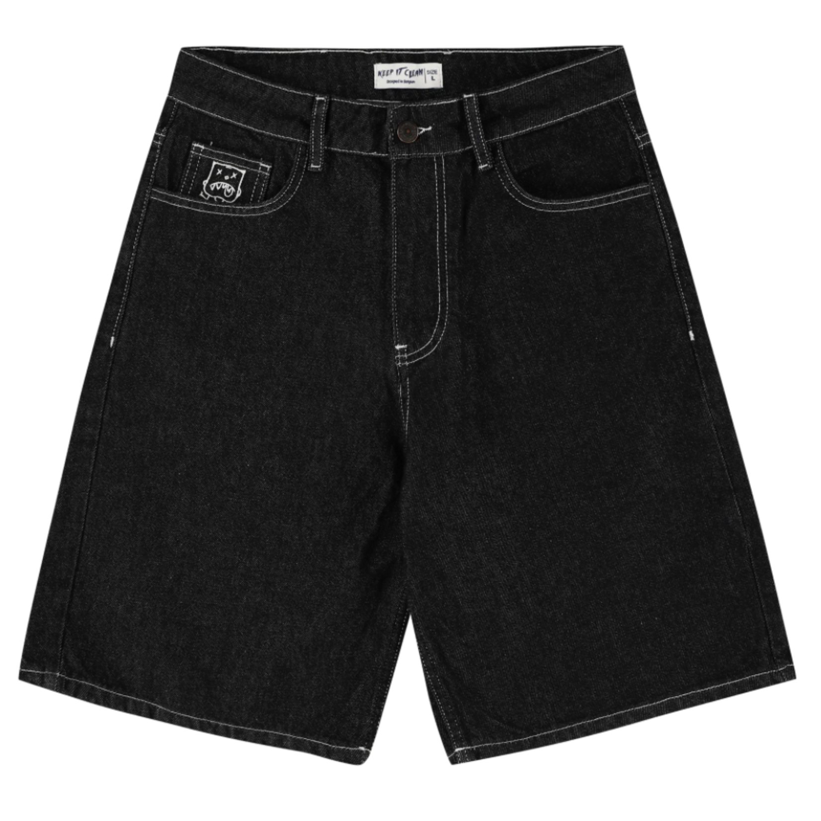 KEEP IT CLEAN KEEP IT CLEAN - LOOSE SHORT - BLACK EMBROIDED