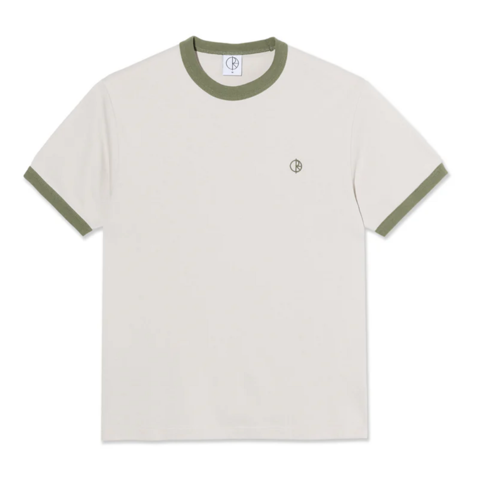 POLAR POLAR RINGER TEE - PALE TAUPE/ARMY GREEN