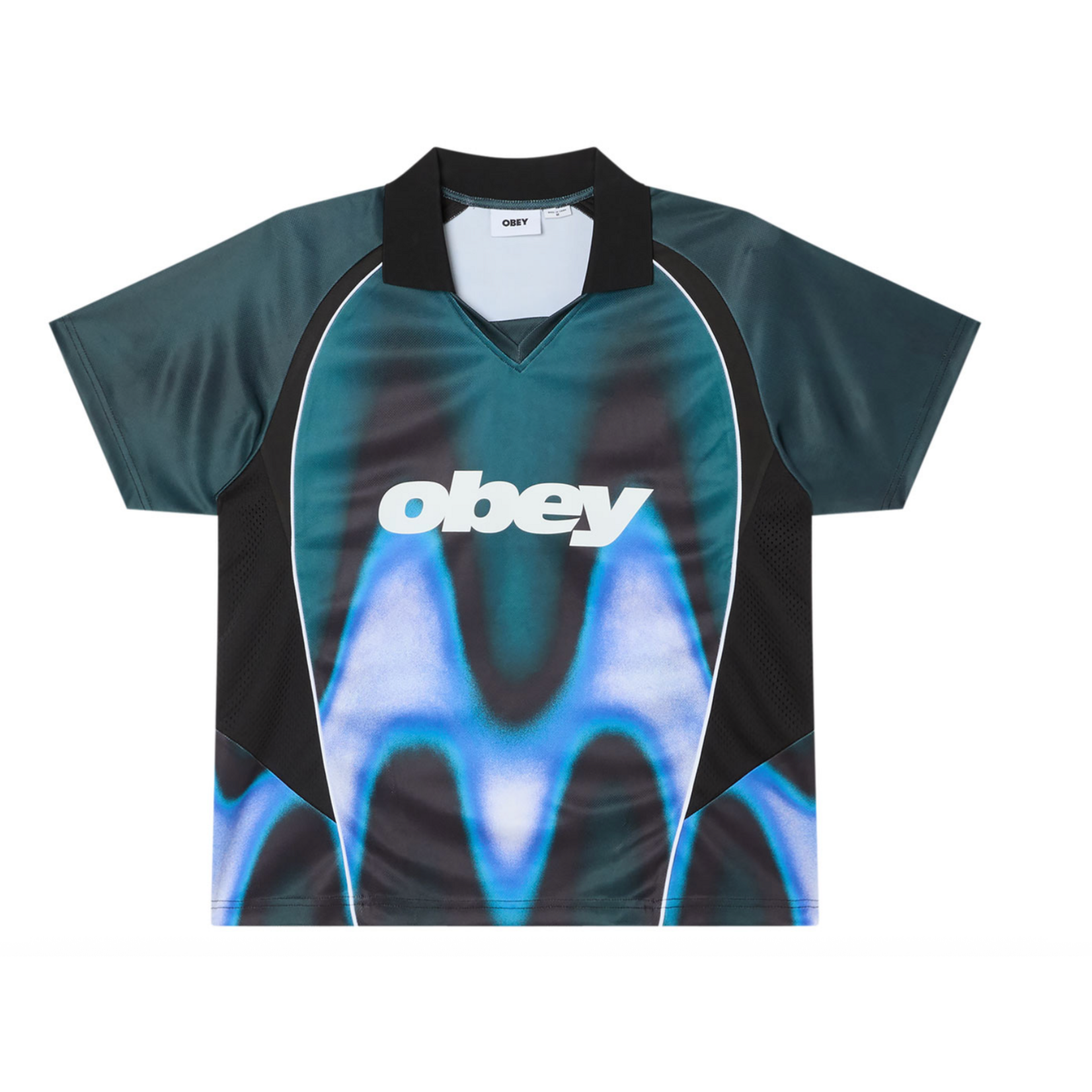 OBEY OBEY BLURRED SOCCER JERSEY DARK TEAL