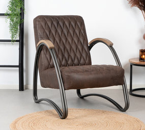Industrial armchair Ivy Brown leather Industrial armchair Ivy Brown leather